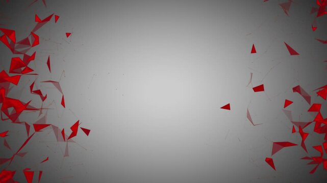 abstract red plexus animation of lines and dots on white background. 