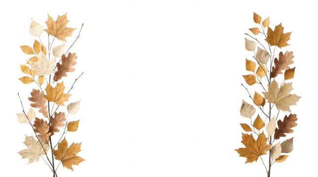 Autumn maple leaves with varied shades of orange and yellow isolated on transparent background
