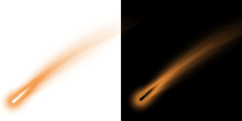 Png of abstract glowing orange light trail or comet tail effect isolated on transparent background © BasharCreates
