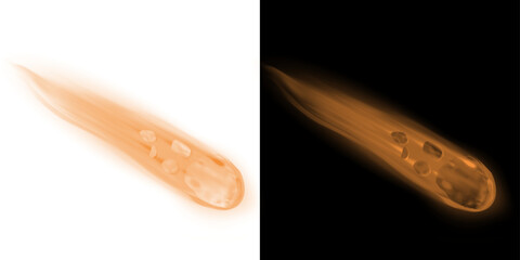 Png of abstract orange comet or meteor trail with glowing particles and smoke effect isolated on transparent background © BasharCreates