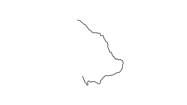 Animated outline map of saudi arabia on white background, minimalist geographic animation geography