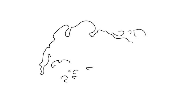 Animated map of singapore outline: minimalist black line on white background, silhouette geography