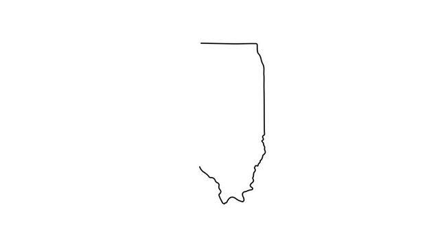 Illinois state map outline animation: minimalist black line on white background