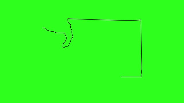 Washington state map outline animation on green screen, minimalist line