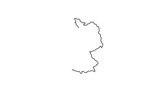 Animated outline map of germany itself on white background, animation contour
