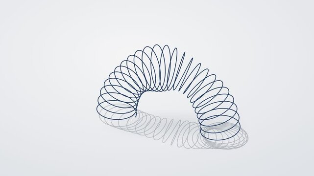 Dynamic Blue Helical Coil Flexing in Rhythmic Waves