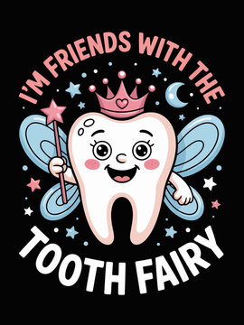 I'm friends with the tooth fairy cute smiling tooth magic design