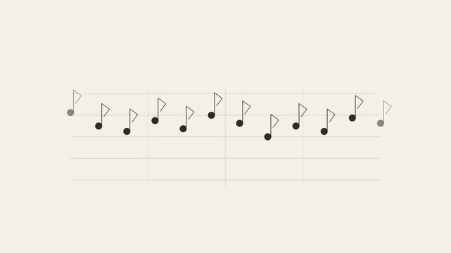 Musical Notation Symbols Flowing Along Horizontal Staff Lines