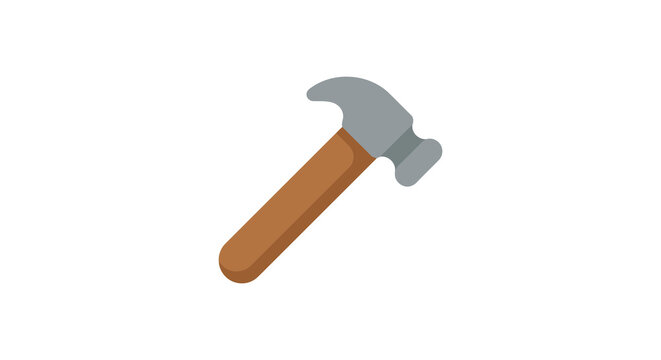 A claw hammer rests diagonally on a white background flat vector illustration