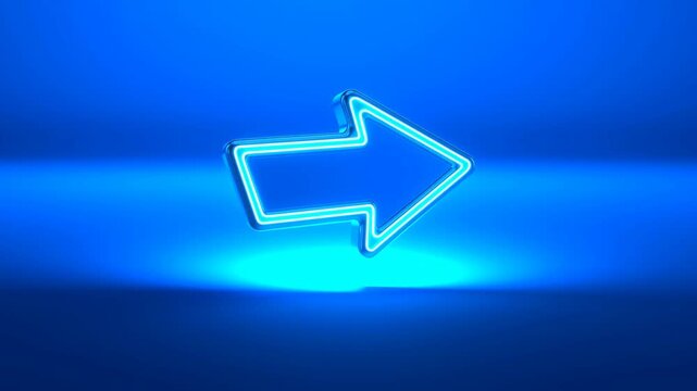 Blue circular arrows icon displayed above a dark surface with glowing neon light