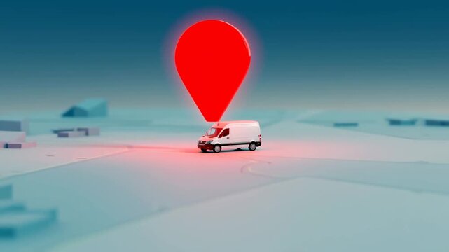 White delivery van parked on icy open road in a cold blue winter landscape