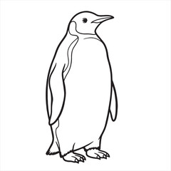 Fototapeta premium Cute Penguin Cartoon Vector Illustration Isolated on White Background, Black and White Antarctic Bird Wildlife Animal Design for Winter, Snow and Nature Themes