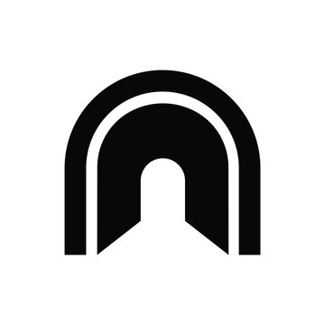 Underground tunnel entrance vector icon isolated on white background for subway or transit concept