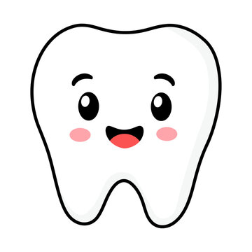 Cute Glossy Tooth Dental Care Illustration Icon for Dentist, Oral Hygiene, Healthcare and Medical Design