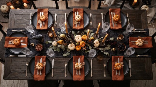 Elegant thanksgiving dinner table setting