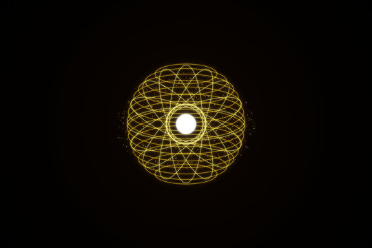 Cognitive Core 41 Stellar Gold Generative Reactor Sphere - Futuristic AI Holographic HUD Interface