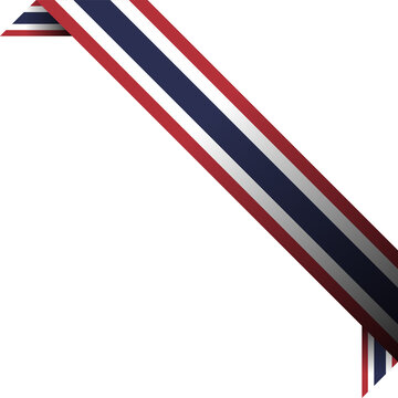 Thailand national flag diagonal corner ribbon banner patriotic celebration decoration red white blue isolated transparent background