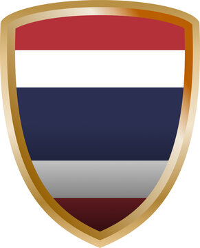 Thailand national flag golden shield badge emblem patriotic symbol icon isolated transparent background