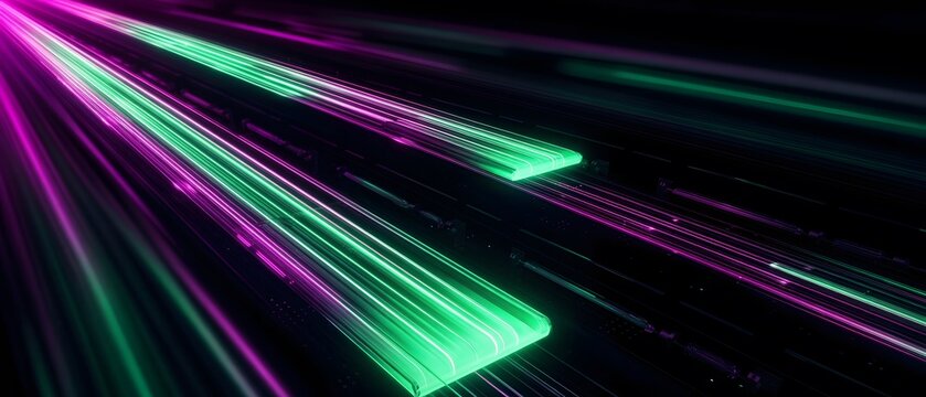 Abstract glowing digital light waves and colorful textures creatively visualized