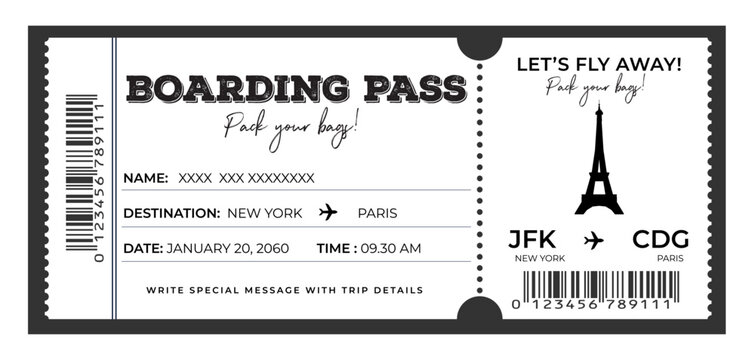 airline ticket design travel flight boarding pass template vintage style plane ticket invitation