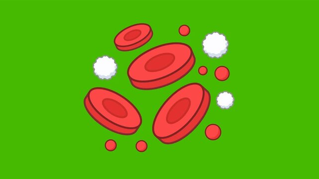 Blood Cells Medical Health Icon Animation with Green Background. Full HD. 4K