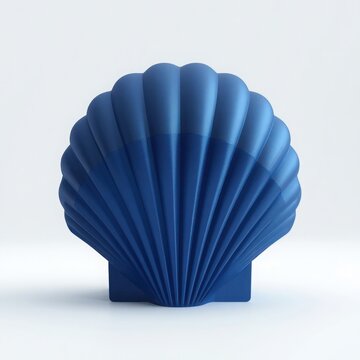Deep blue seashell sculpture with satin sheen surface texture for home decor concepts art.