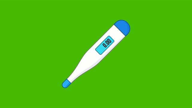 Fever Temperature Medical Icon Animation with Green Background. Full HD. 4K
