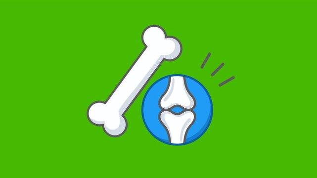 Bone Health Medical Icon Animation with Green Background. Full HD. 4K