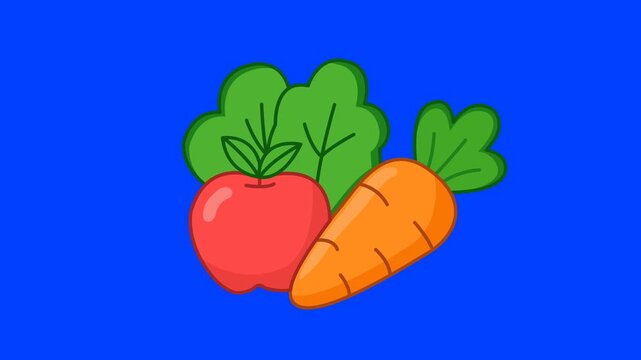 Nutrition Healthy Food Health Icon Animation with Green Background. Full HD. 4K
