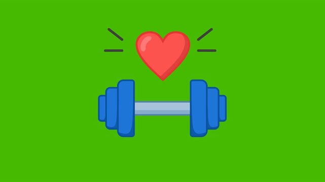 Fitness Exercise Health Icon Animation with Green Background. Full HD. 4K