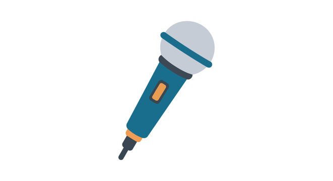 Flat vector illustration of a teal microphone on a white background