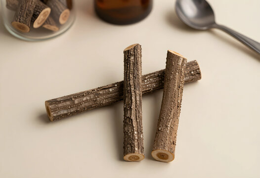 Ayurvedic medicine and natural oral hygiene, miswak sticks for teeth cleaning and traditional dental care with herbal remedy and organic plant extract