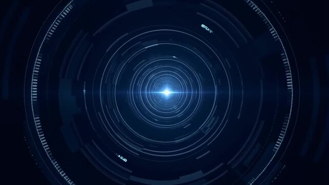 Abstract futuristic technology background with glowing concentric circles and a bright central point