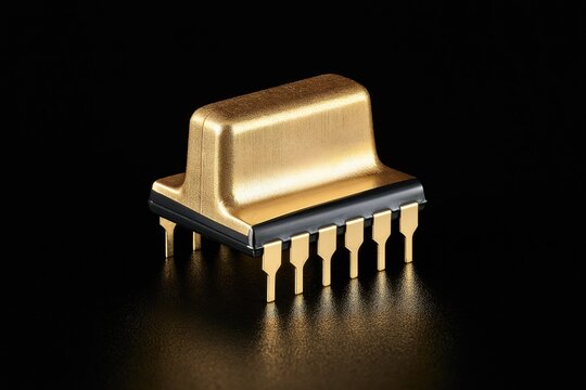 Golden Rectangular Chip with Six Pins