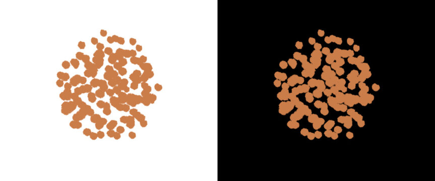 Organic brown stipple texture on white and black background, hand drawn dot pattern, minimalist earth tone grain effect for graphic design