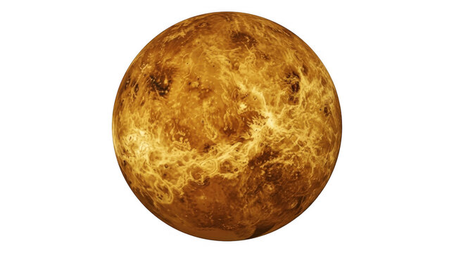 A round golden textured sphere representing a sun planet or a shiny metallic ball with a rough gritty surface isolated on transparent background