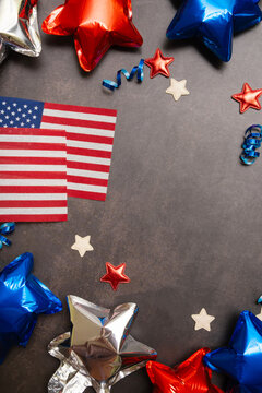 Decorative display with US flag and stars for celebration