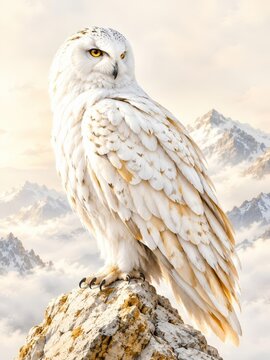 Snowy Owl in Winter Snow.