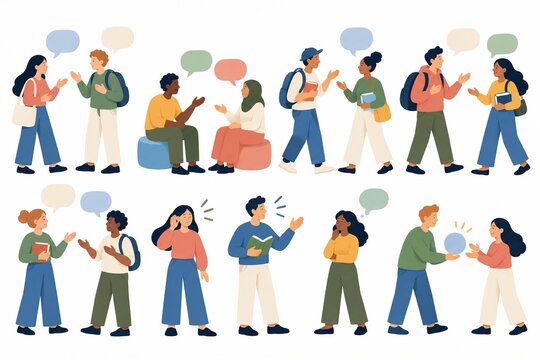 Diverse People Engaging in Language Communication Activities
