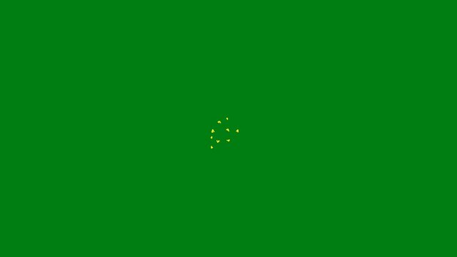 Minimalist Yellow Pixelated Arrow Animation Pointing Direction on Solid Green Screen Background for Video Editing, Compositing, and Motion Graphic Interface Design Projects