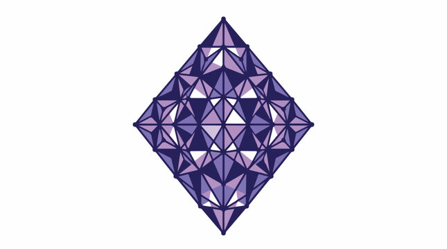 A diamond-shaped crystal structure built from a dense network of interlocking triangles and nodes. The structure appears unbreakable and rigid. Professional tech concept. Colors: Indigo,