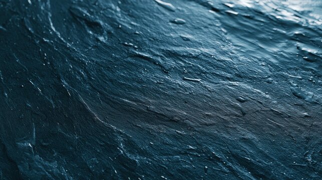 Dark Blue Wet Slate Rock Texture Close Up