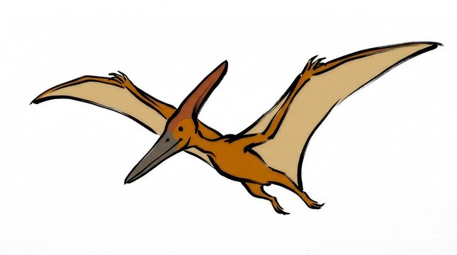 Sketch illustration of a flying pteranodon