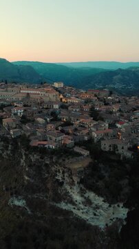 Aerial view of the ancient rural village of Gerace