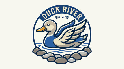 Obraz premium Duck River Est 2023 Logo Design.