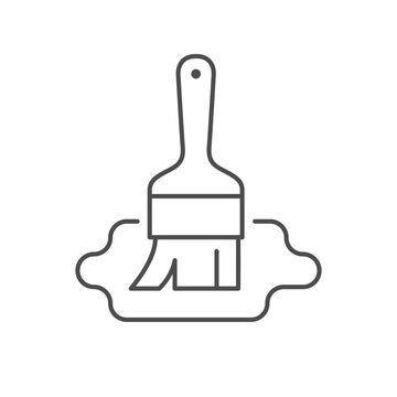 Painting process line outline icon isolated on white. Vector illustration