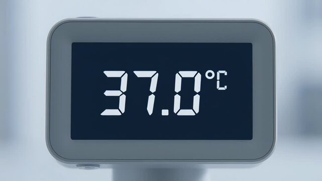?Digital thermometer displaying stable temperature reading in celsius