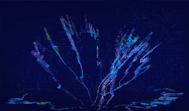 Abstract future ai background with blue big data and digital dots for tech and technology science presentation. Line cyber business network 3d backdrop. Connection graphic design.