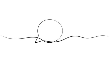 Obraz premium Continuous single line drawing of a round speech bubble icon with a simple wavy tail