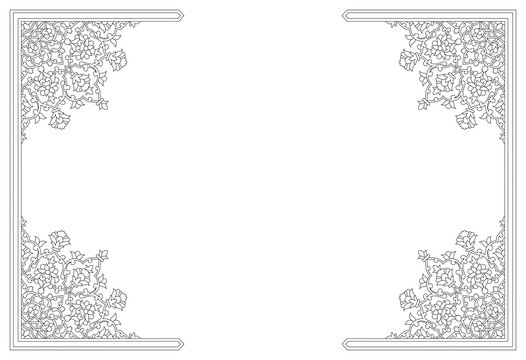 Ornate Islamic Border Frame with Corner Line Art Pattern